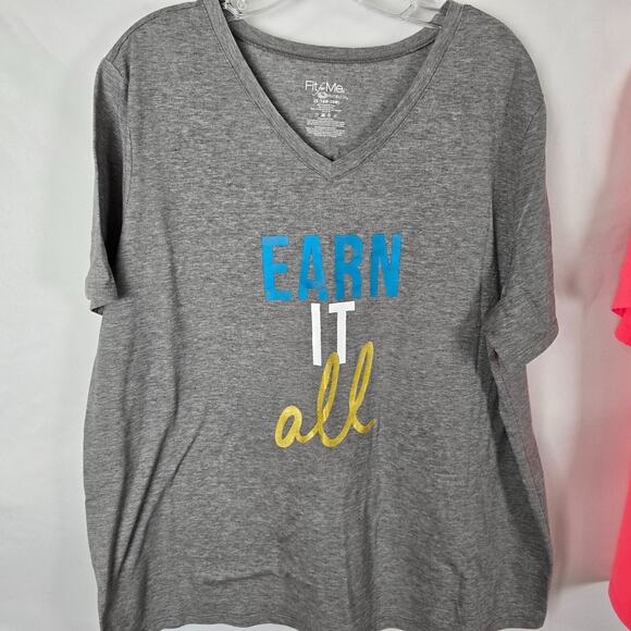 Fruit of the Loom Fit for Me T-Shirts Women's 2X 1 Gray 1 Graphic Short Sleeve - Picture 3 of 16